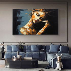 Hand Painted Oil Painting Abstract Beautiful Woman Oil Painting on Canvas Original Minimalist Portrait Art Custom Painting Modern Living Room Decor