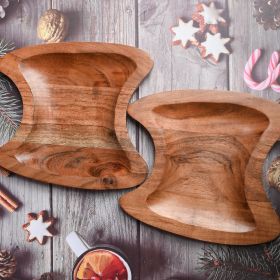 WILLART Wooden Serving Platter Tray Bowl for Serving Snacks Salad Fruits or Platters (Dimension : LxBxH - 20 cm x 19 cm x 1.75 cm) - Set of 2