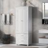 Tall Storage Cabinet with Two Drawers for Bathroom/Office; White