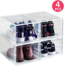 Set of 4 Stackable Clear Plastic Shoe Storage Box