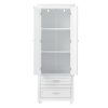 Tall Storage Cabinet with Two Drawers for Bathroom/Office; White