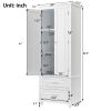 Tall Storage Cabinet with Two Drawers for Bathroom/Office; White