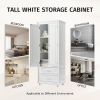 Tall Storage Cabinet with Two Drawers for Bathroom/Office; White