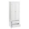 Tall Storage Cabinet with Two Drawers for Bathroom/Office; White