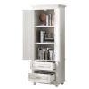 Tall Storage Cabinet with Two Drawers for Bathroom/Office; White