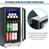 Built-in and Freestanding 15" Mini Beverage Refrigerator/Wine Cabinet, 120 Cans, 34-65¬∞F, Quiet, Adjustable Shelves, LED Lighting, ETL , Touch Contro