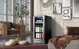 Built-in and Freestanding 15" Mini Beverage Refrigerator/Wine Cabinet, 120 Cans, 34-65¬∞F, Quiet, Adjustable Shelves, LED Lighting, ETL , Touch Contro