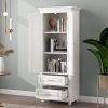 Tall Storage Cabinet with Two Drawers for Bathroom/Office; White