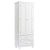 Tall Storage Cabinet with Two Drawers for Bathroom/Office; White