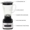 Total Chef 6 Speed Countertop Blender 51 oz Glass Jar 2 Pulse Options 500 W, Stainless Steel Blades, Auto Clean Function Puree Crush Blend For Smoothi