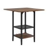 Bar Table and Chairs Set with Glass and Wine Holder for 4, 5 Piece Bar Kitchen Counter Height Table with 4 Stools,  Dinner Table Set with Shelves for