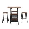 Bar Table and Chairs Set with Glass and Wine Holder for 4, 5 Piece Bar Kitchen Counter Height Table with 4 Stools,  Dinner Table Set with Shelves for