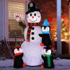 6ft With 3 Penguins, 4 Light Strings, 1 Colorful Rotating Light, Inflatable, Garden Snowman Decoration