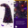 6FT Artificial Fir Bent Top Halloween Christmas Tree, Xmas Tree Bendable Grinch Style Christmas Tree Holiday Decoration w/1,080 Lush Branch Tips, 300