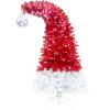 6FT Hinged Fir Artificial Fir Bent Top Christmas Tree, Xmas Tree Bendable Santa Hat Style Christmas Tree Holiday Decoration,1250 Lush Branch Tips, 300