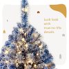 6FT Pre-Lit Hinged Artificial Fir Chritmas Tree, Xmas Tree Snow Flocked Artificial Holiday Christmas Tree w/750 Branch Tips X-mas