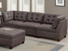 Living Room Furniture Tufted Corner Wedge Dark Brown Breathable Leatherette 1pc Cushion Wedge Sofa Wooden Legs