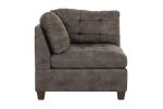 Living Room Furniture Tufted Corner Wedge Dark Brown Breathable Leatherette 1pc Cushion Wedge Sofa Wooden Legs