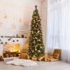 7.5ft Pencil Shape Automatic Tree Structure PVC Material 1090 Round Heads 350 Lights Warm Color With Colorful 10 Modes, Christmas Tree Green