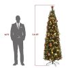 7.5ft Pencil Shape Automatic Tree Structure PVC Material 1090 Round Heads 350 Lights Warm Color With Colorful 10 Modes, Christmas Tree Green