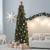 7.5ft Pencil Shape Automatic Tree Structure PVC Material 1090 Round Heads 350 Lights Warm Color With Colorful 10 Modes, Christmas Tree Green