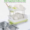 2-Tier Dish Drying Rack Cutlery Drainer Holder Kitchen Organizer Storage Shelf