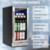 Built-in and Freestanding 15" Mini Beverage Refrigerator/Wine Cabinet, 120 Cans, 34-65¬∞F, Quiet, Adjustable Shelves, LED Lighting, ETL , Touch Contro