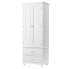 Tall Storage Cabinet with Two Drawers for Bathroom/Office; White