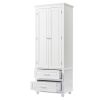 Tall Storage Cabinet with Two Drawers for Bathroom/Office; White