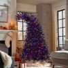 6FT Artificial Fir Bent Top Halloween Christmas Tree, Xmas Tree Bendable Grinch Style Christmas Tree Holiday Decoration w/1,080 Lush Branch Tips, 300