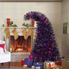 6FT Artificial Fir Bent Top Halloween Christmas Tree, Xmas Tree Bendable Grinch Style Christmas Tree Holiday Decoration w/1,080 Lush Branch Tips, 300