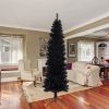 7.5 Ft Halloween Black Artificial Christmas Tree 840 Tips Seasonal Holiday Decoration Tree with Metal Stand for Home, Office, Party