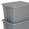 18 Gallon Tote Box Plastic, Gray, Set of 8