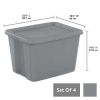 18 Gallon Tote Box Plastic, Gray, Set of 8