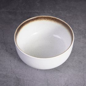 Japanese Ceramic Wholesale Retro Soup Bowl Salad Bowl Tableware (Option: Sesame gold-6.5inchl 160x78mm-6PCS)