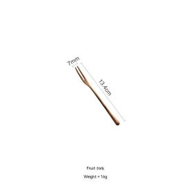 Japanese 304 Stainless Steel Rose Gold Knife, Fork And Spoon Chopsticks (Option: Fruit Fork)