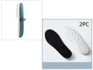 Boys And Girls' Sports Insoles And Long Handle Decontamination And Cleaning Shoe Brush (Option: Shoe brush and black insoles-35 to 36)