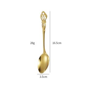 Stainless Steel Cutlery Spoon West Dinnerware Set Gold Plated (Option: Golden medium spoon)