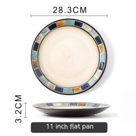 Underglaze Blue Checkered Tableware Set (Option: 11inch flat plate)