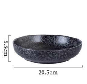 Japanese Ceramic Deep Plate Cutlery (Option: Bright black-20.5x5.5cm)