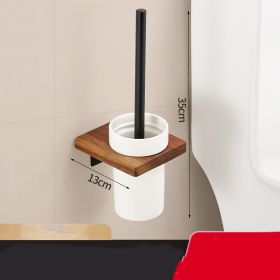 Raw Wood Bathroom Shelf Towel Rack Without Holes (Option: Toilet Brush Holder)