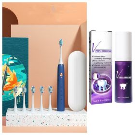 Electric Toothbrush Fully Automatic Couple Set Adult Rechargeable Type (Option: Blue-With 30ML Toothpaste)