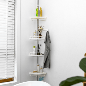 Bathroom Storage Rack Punch Free Telescoping (Option: White-2.6m)