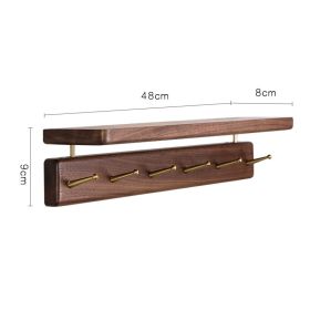 Nordic Style Solid Wood Hanger Japanese Style Entrance Brass Hook Hallway Wall Shelf Black Walnut Coat Hook (Option: Black walnut-6Hook storage rack)