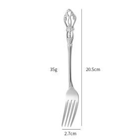 Stainless Steel Cutlery Spoon West Dinnerware Set Gold Plated (Option: Silver fork)