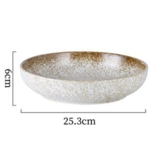 Japanese Ceramic Deep Plate Cutlery (Option: Golden autumn-25.3x6cm)