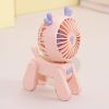 1PC Deer/Dog Portable Handheld Battery Powered Fan; 500mAh USB Rechargeable Battery Operated Fan Desk Fan Mini Small Fan