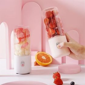 Electric Portable Juicer Household Usb Rechargeable Juice Machine Small Portable Juicer 500ml ABS Plastic 889 (Color: 6-leaf Blade-Pink)