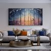 Hand Painted Oil Painting Large Abstract Rain Scenery Oil Painting on Canvas Original Forest Painting Texture Wall Art Living room Home Decor Bedroom