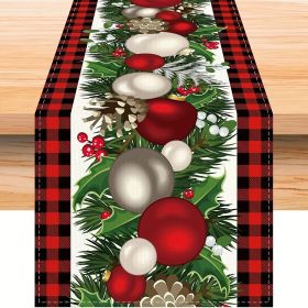 1pc Christmas Table Runner, Red And Black Buffalo Check Plaid Pine Cone Merry Xmas Waterproof Stain Resistant Seasonal Winter Holiday Table Runner, Ta (size: 13inchX72inch)